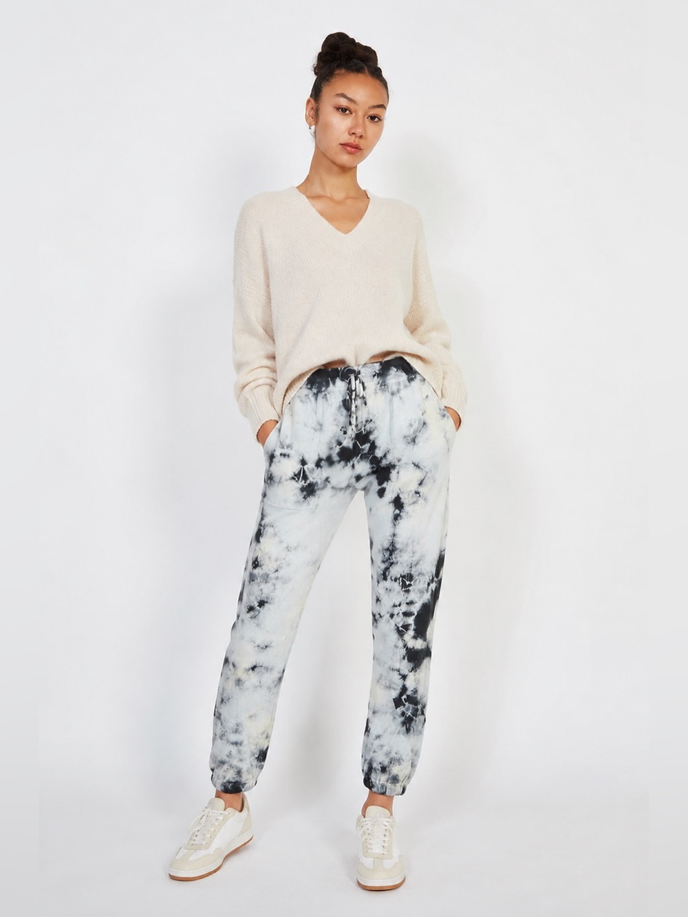 New! Raquel Allegra Tracker Black & White Tie-Dye Jogger Pants 🖤 Small NWT!